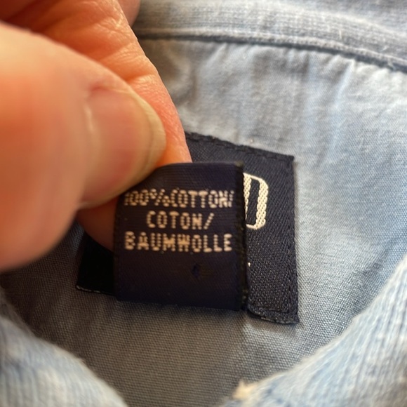 GAP men’s golf shirt short sleeve blue with white/red stripe across chest large - Picture 5 of 5